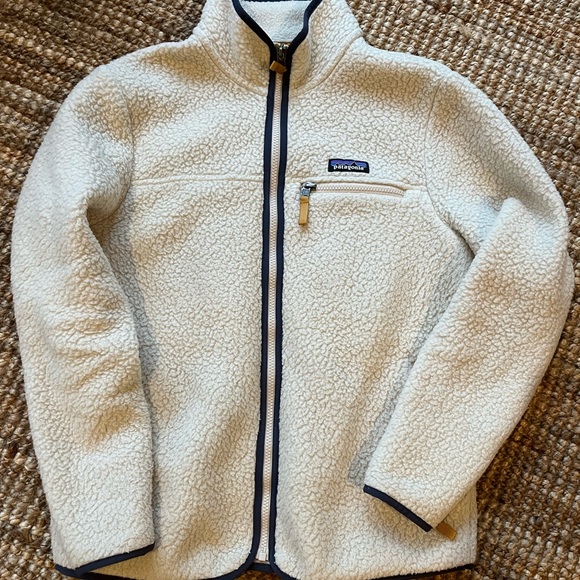 Patagonia Cream Fleece Jacket Full-Length Zipper Sherpa Material - Picture 1 of 2